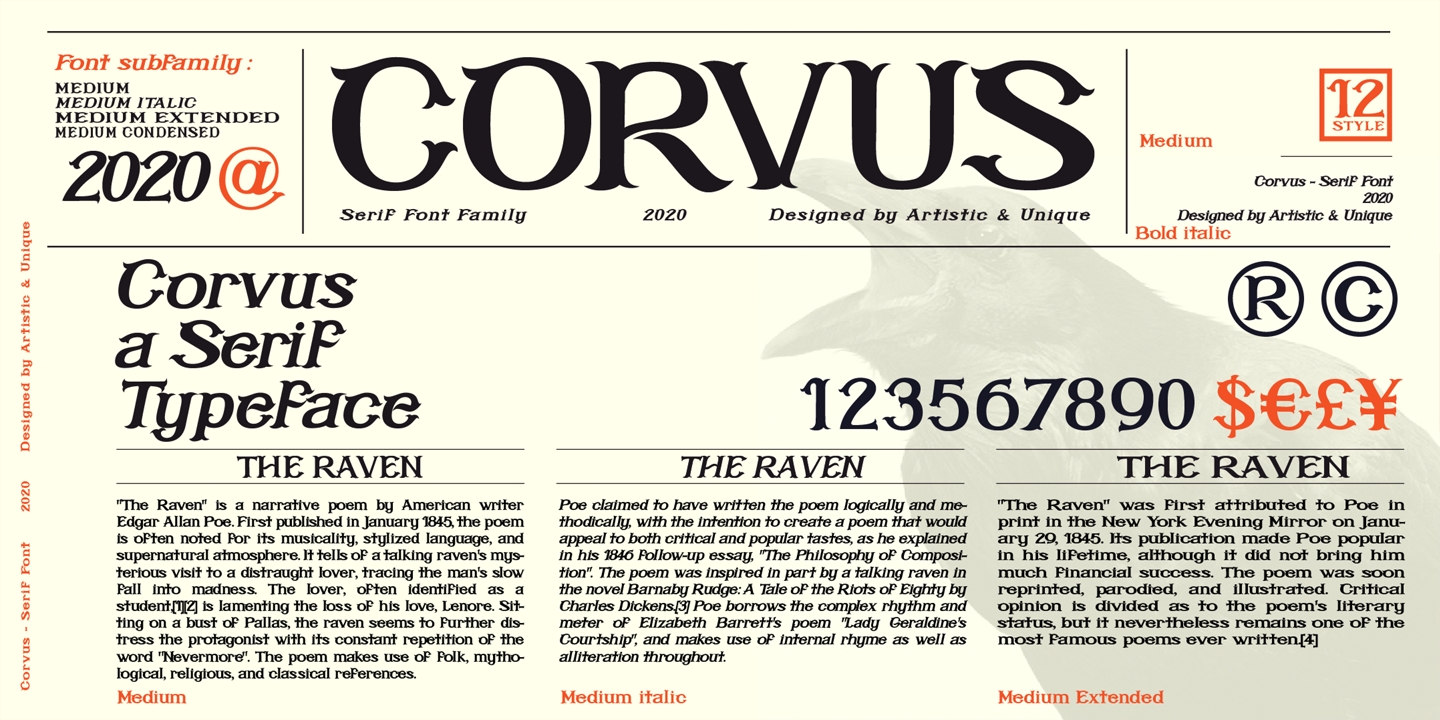 Przykład czcionki Corvus Light Extended